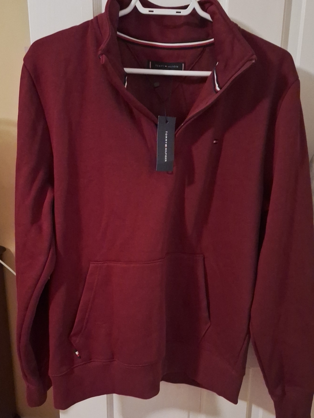 Tommy Hilfiger Men's Zip-Up Sweater in Burgundy